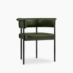 Roane Carver Dining Chair | Vintage Green Faux Leather & Black