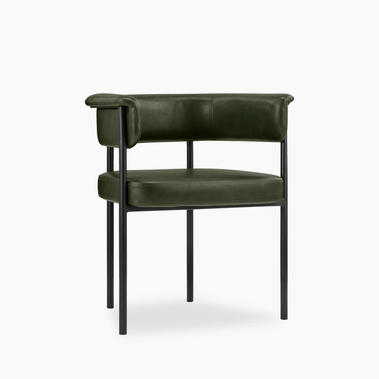 Roane Carver Dining Chair | Vintage Green Faux Leather & Black
