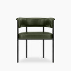 Roane Carver Dining Chair | Vintage Green Faux Leather & Black