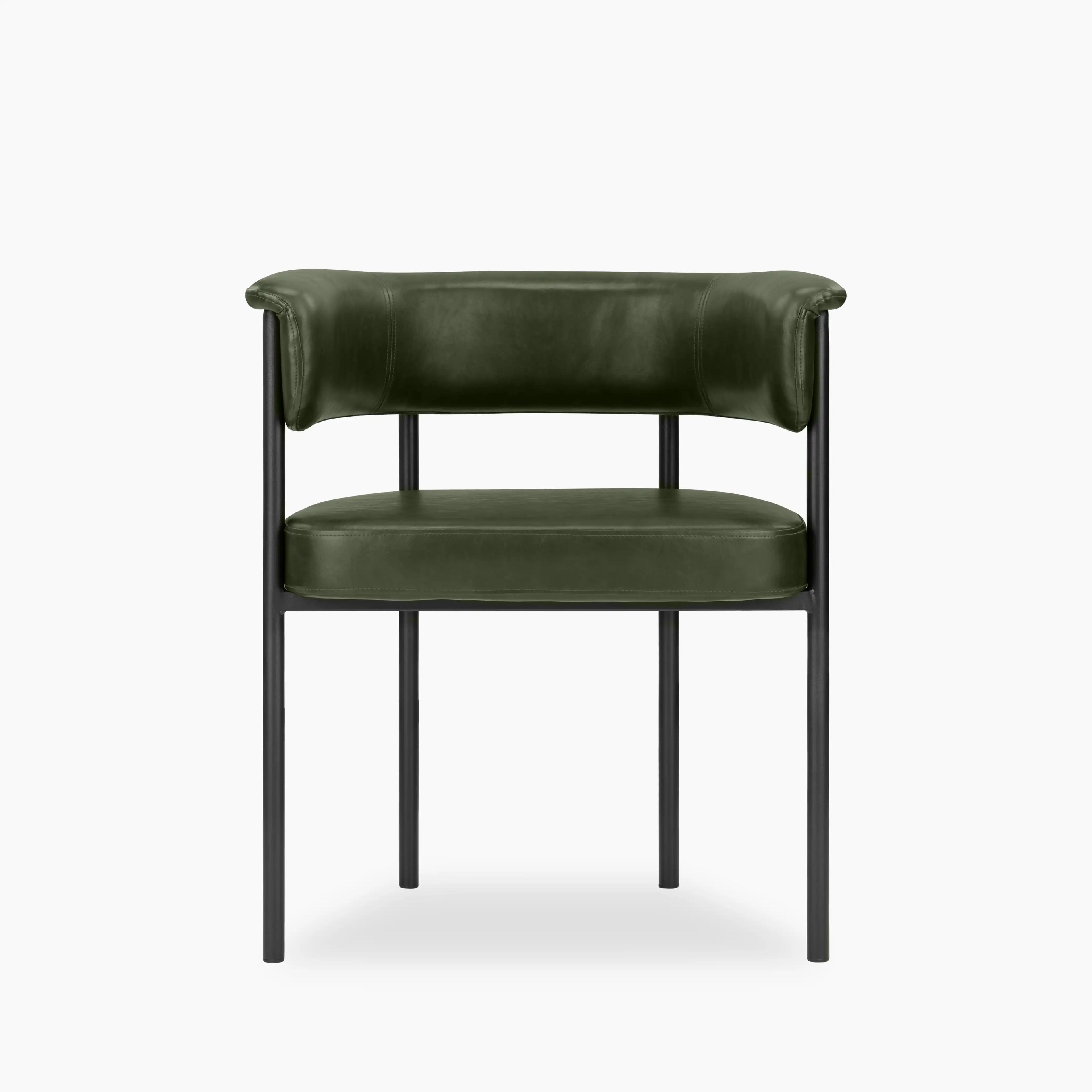 Roane Carver Dining Chair | Vintage Green Faux Leather & Black