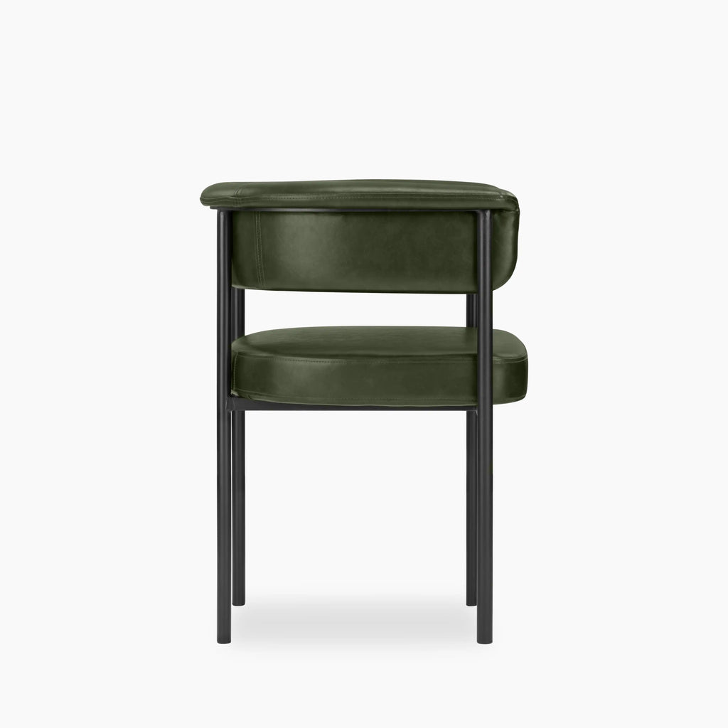 Roane Carver Dining Chair | Vintage Green Faux Leather & Black
