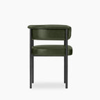Roane Carver Dining Chair | Vintage Green Faux Leather & Black