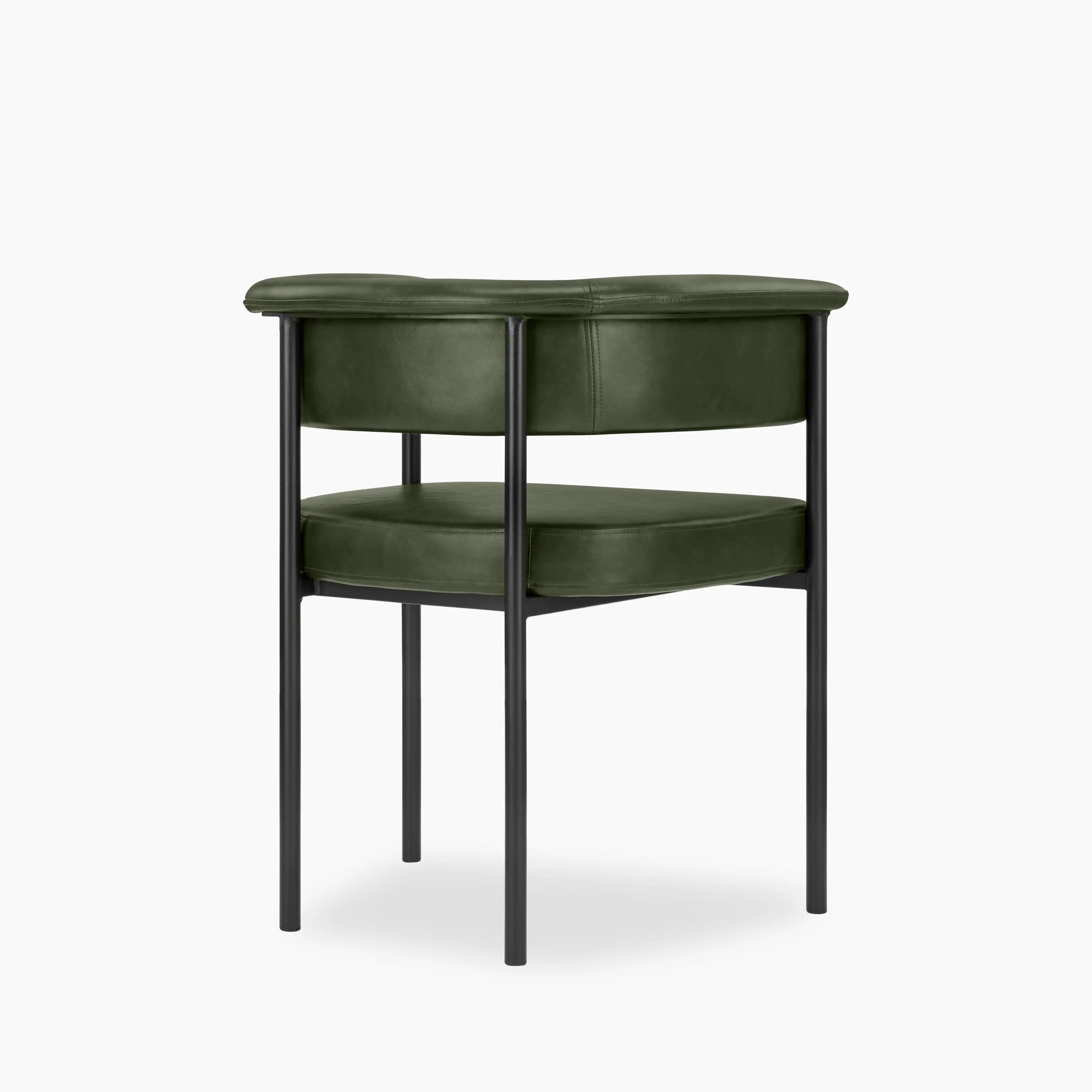 Roane Carver Dining Chair | Vintage Green Faux Leather & Black
