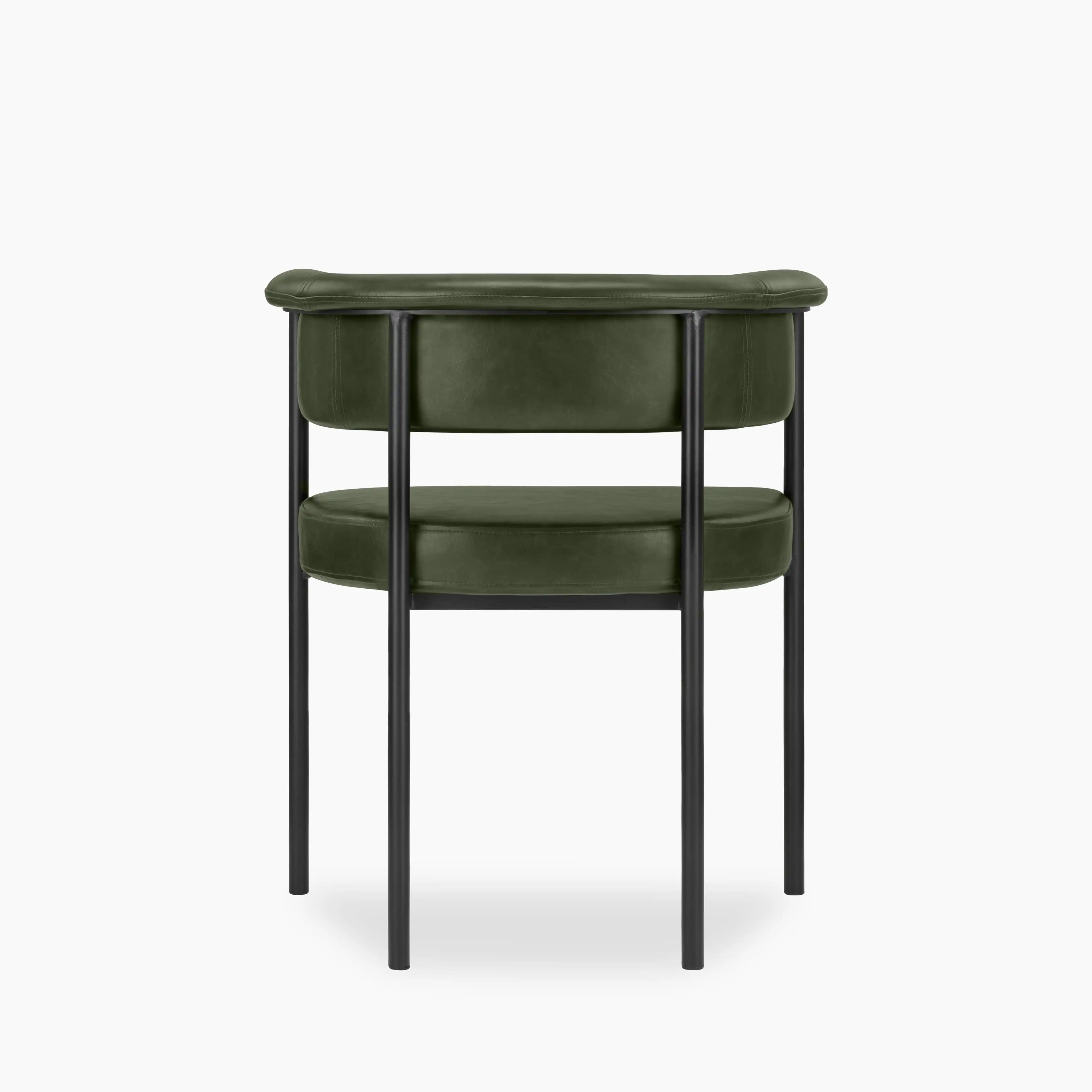 Roane Carver Dining Chair | Vintage Green Faux Leather & Black