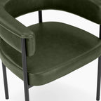 Roane Carver Dining Chair | Vintage Green Faux Leather & Black