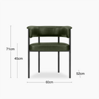 Roane Carver Dining Chair | Vintage Green Faux Leather & Black