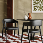 Presley Carver Dining Chair | Vintage Black Faux Leather & Black