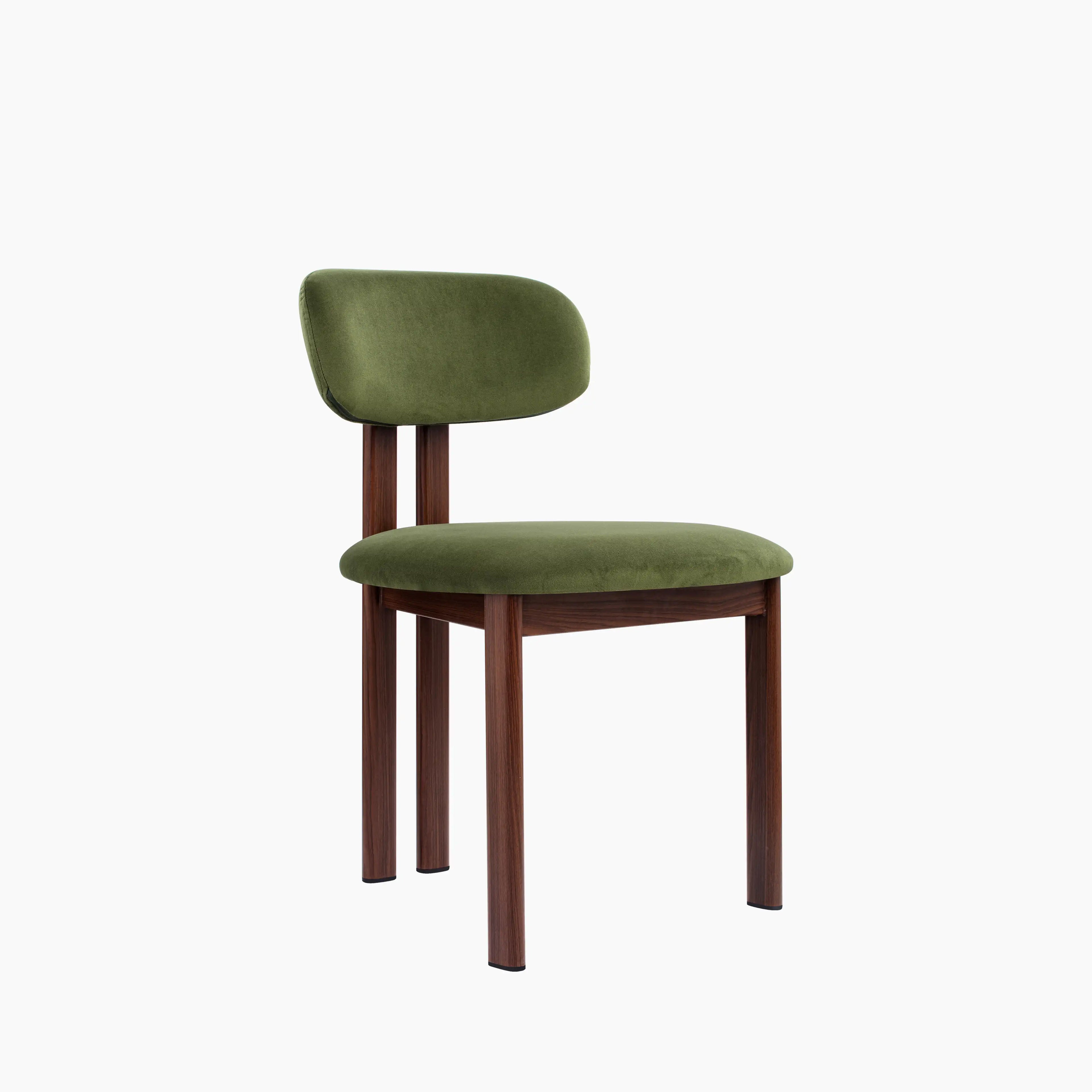 Arbor Dining Chair | Olive Green Sustainable Velvet & Walnut