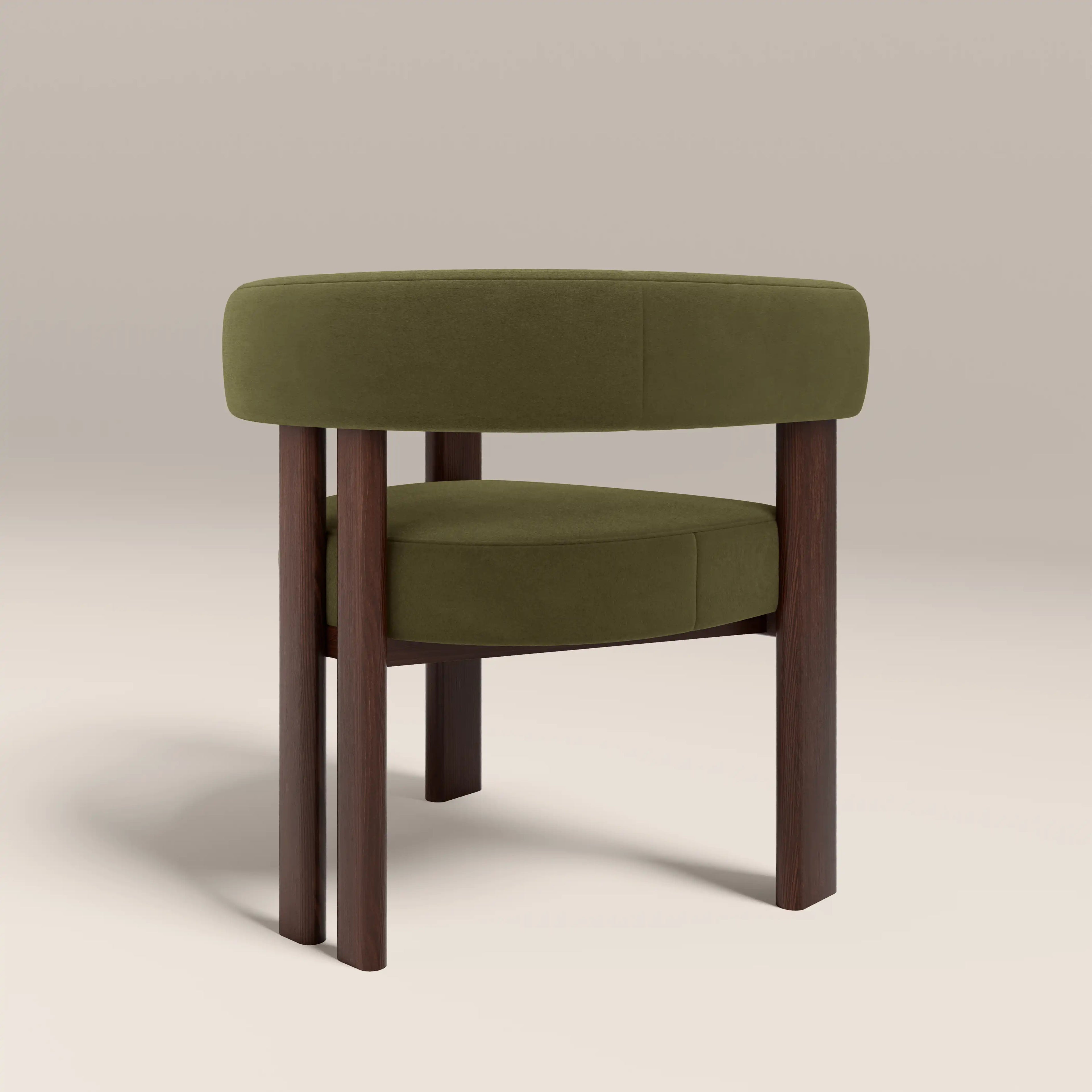 Cassius Carver Dining Chair | Moss Green Sustainable Mohair Velvet & Walnut