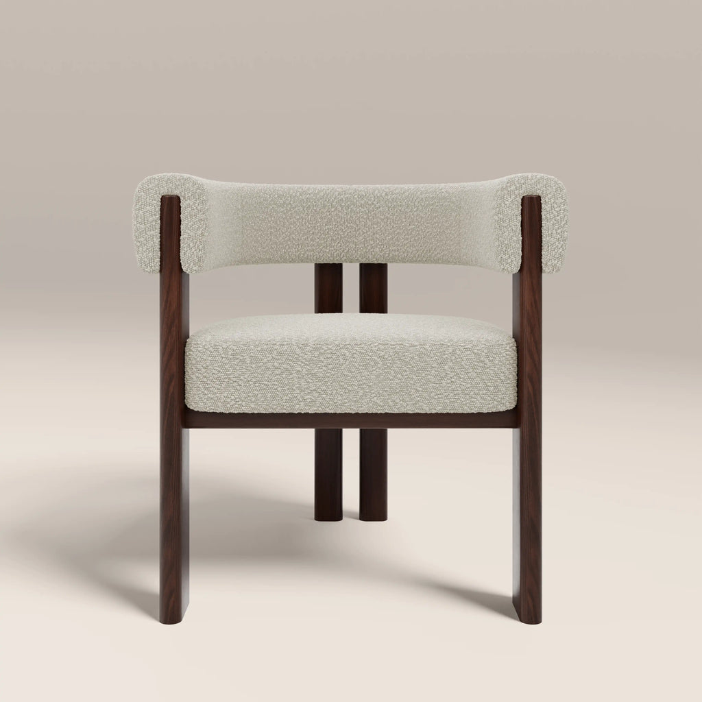 Cassius Carver Dining Chair | Speckled Stone Sustainable Boucle & Walnut