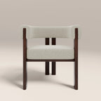 Cassius Carver Dining Chair | Speckled Stone Sustainable Boucle & Walnut