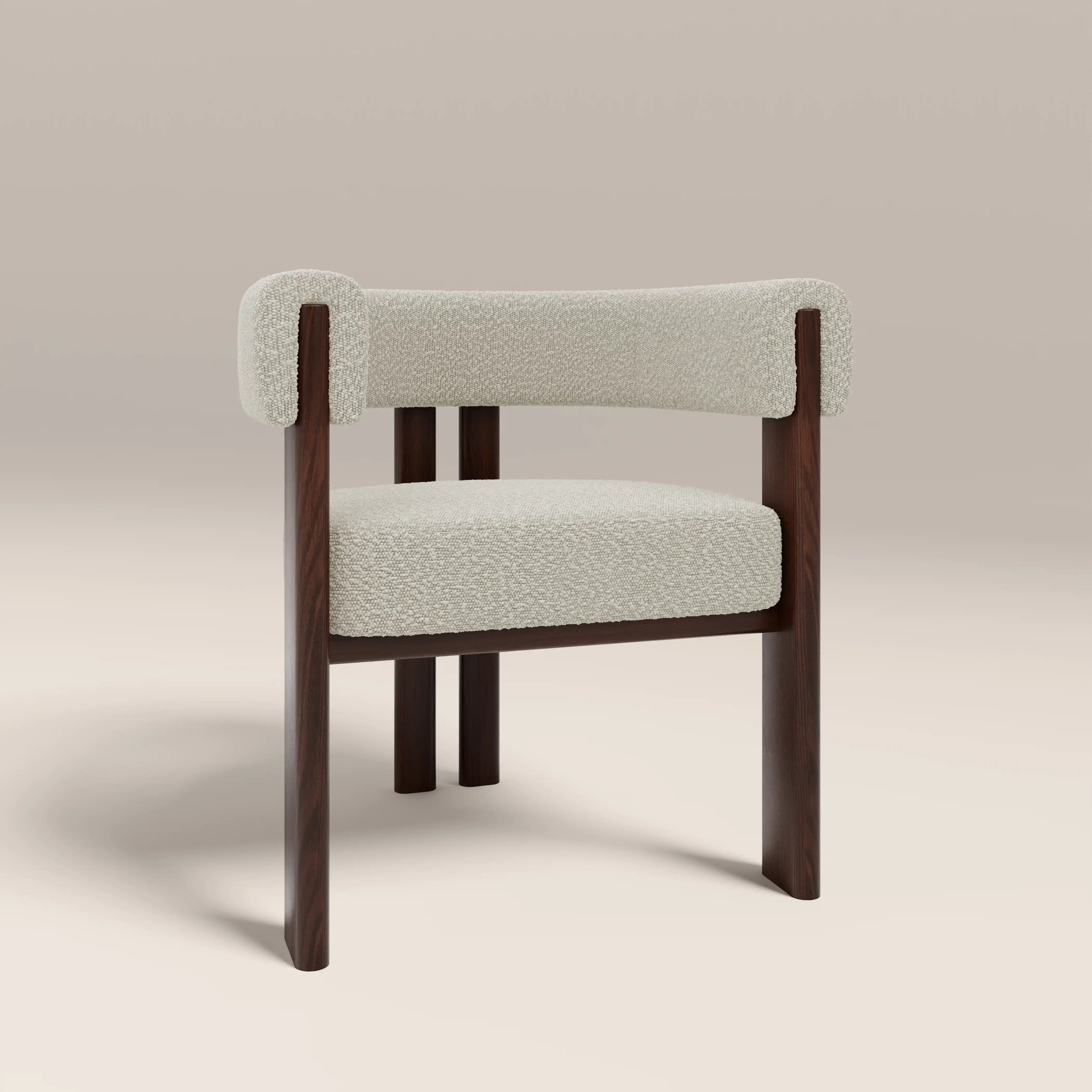 Cassius Carver Dining Chair | Speckled Stone Sustainable Boucle & Walnut