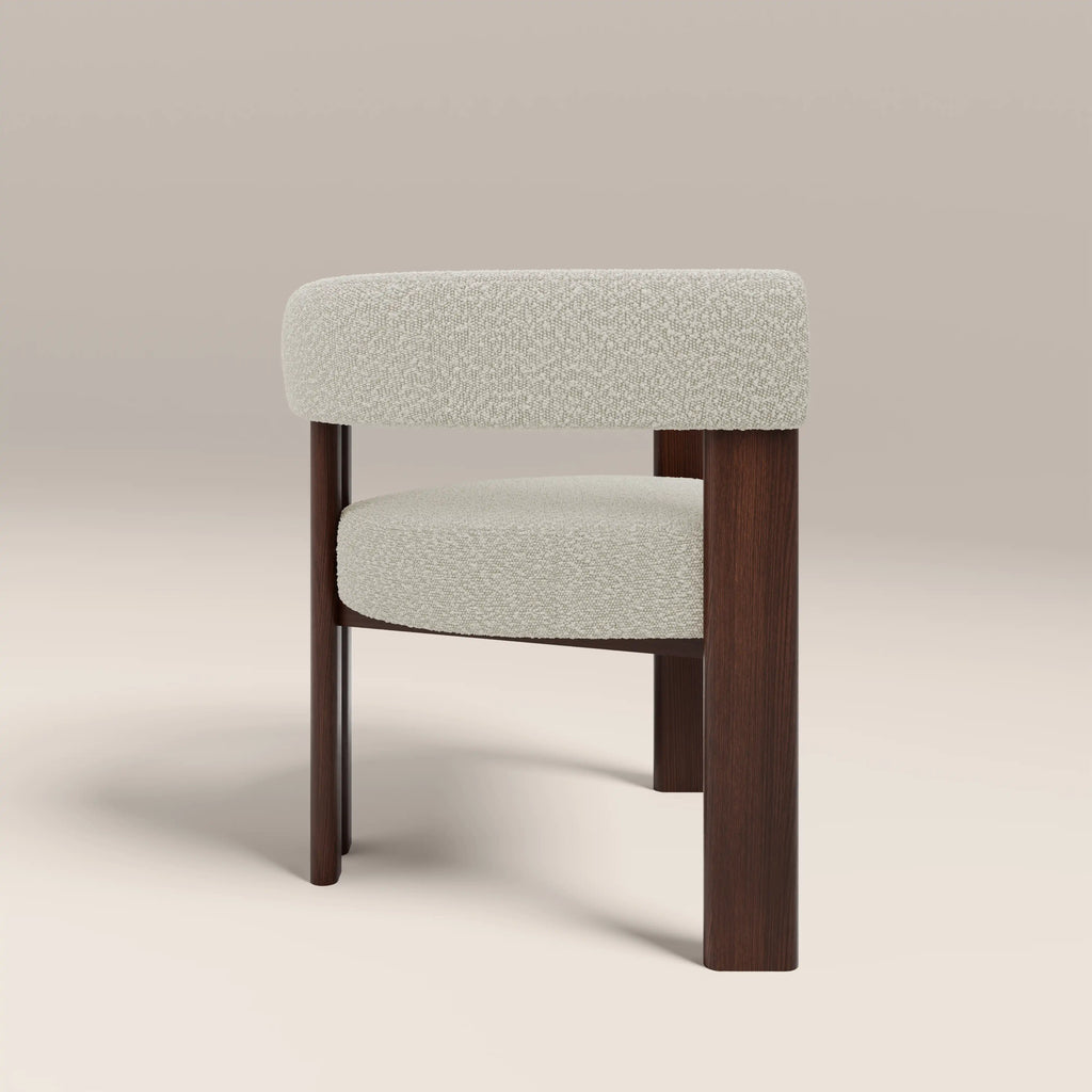 Cassius Carver Dining Chair | Speckled Stone Sustainable Boucle & Walnut
