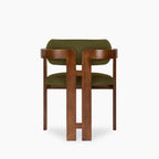 Hallie Wooden Carver Dining Chair | Moss Green Sustainable Mohair Velvet & Walnut