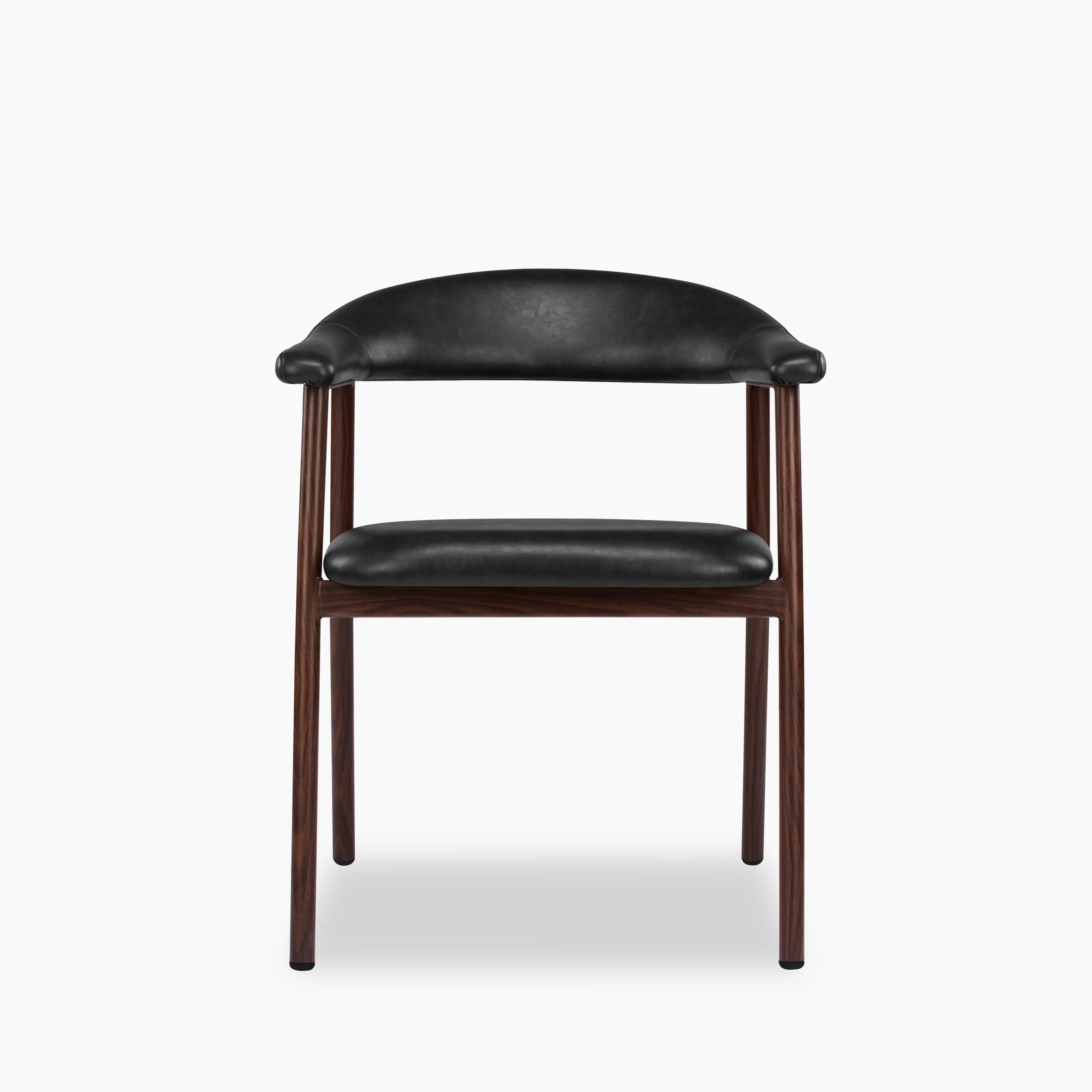 Monroe Carver Dining Chair | Vintage Black Faux Leather & Walnut