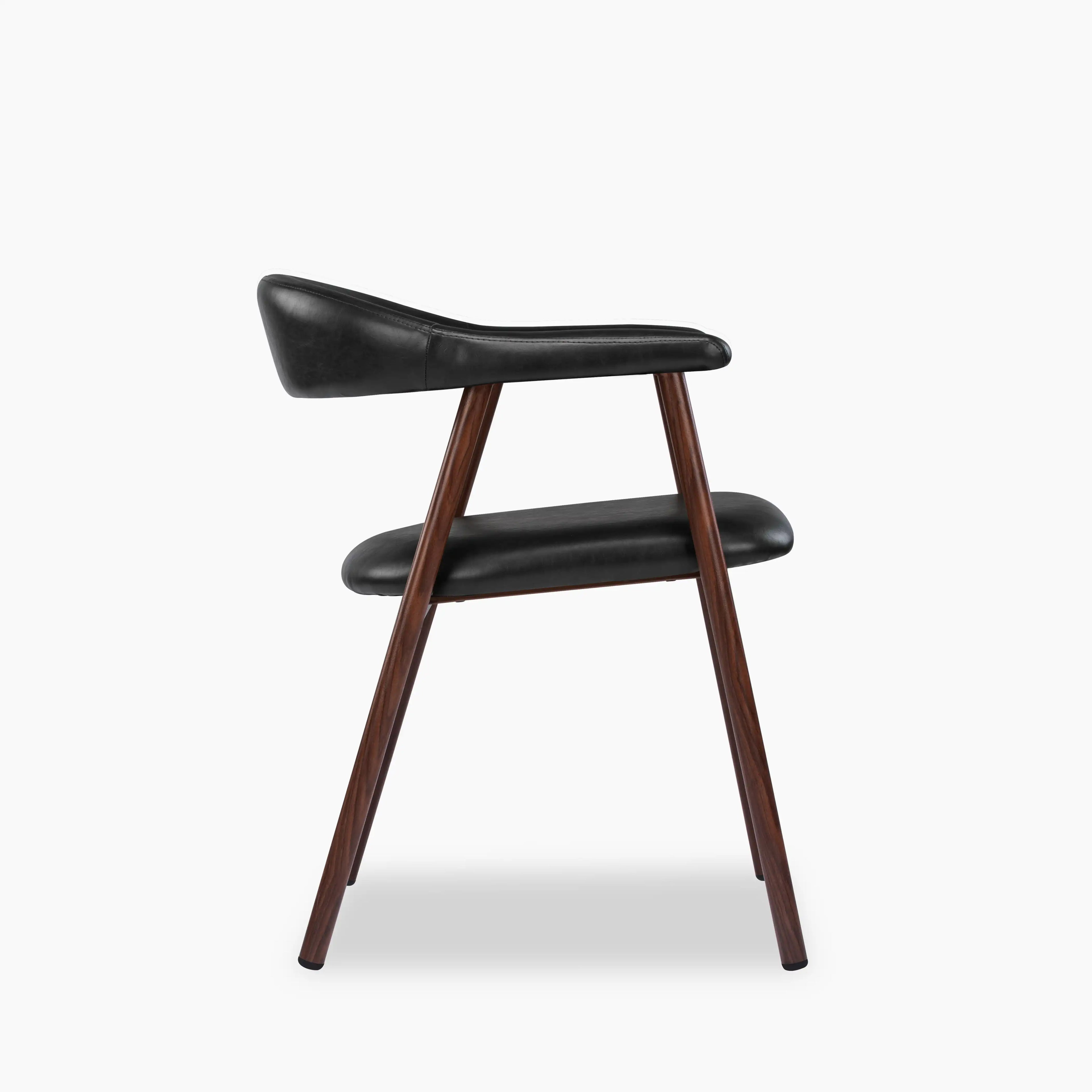 Monroe Carver Dining Chair | Vintage Black Faux Leather & Walnut