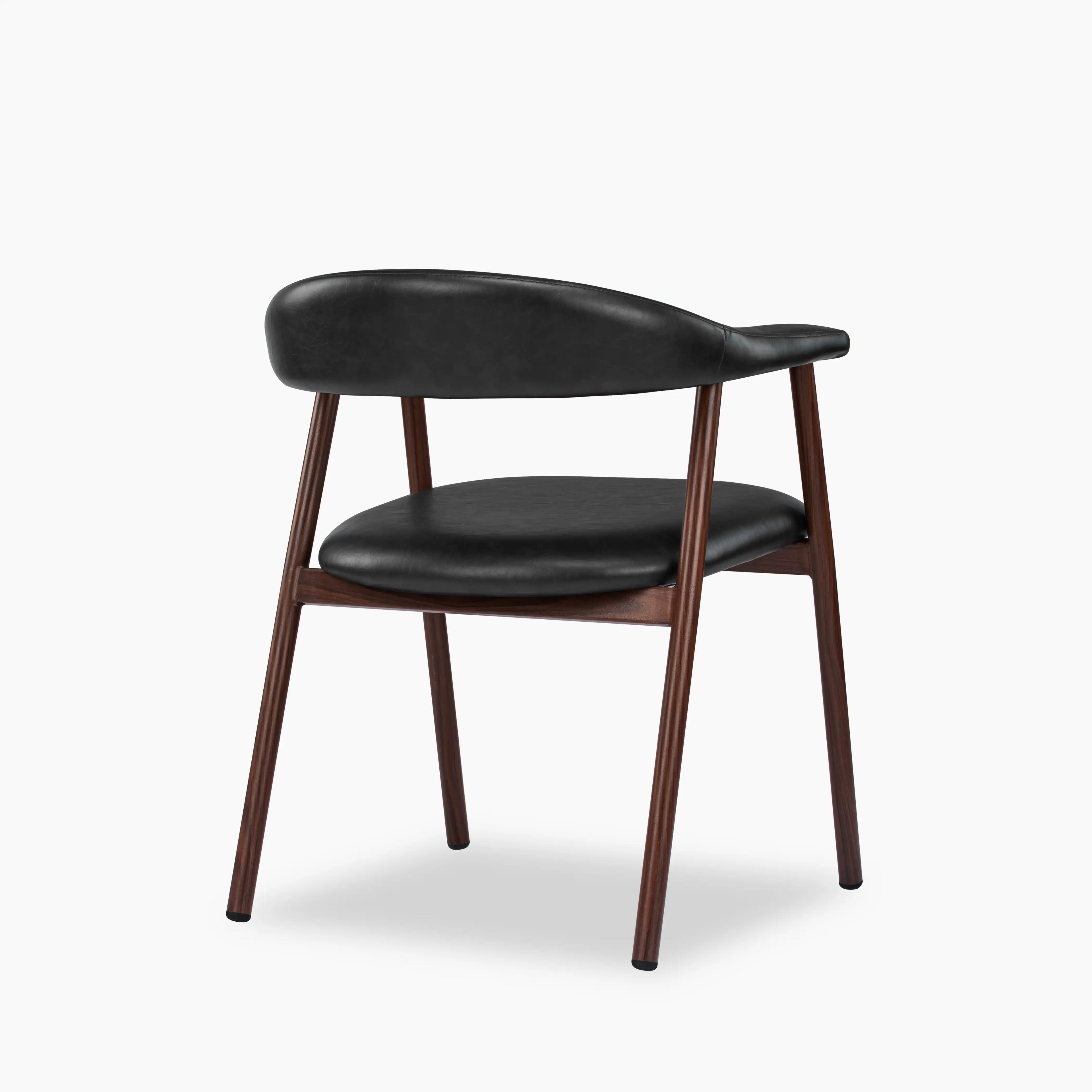 Monroe Carver Dining Chair | Vintage Black Faux Leather & Walnut