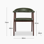 Monroe Carver Dining Chair | Vintage Green Faux Leather & Walnut