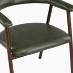 Monroe Carver Dining Chair | Vintage Green Faux Leather & Walnut