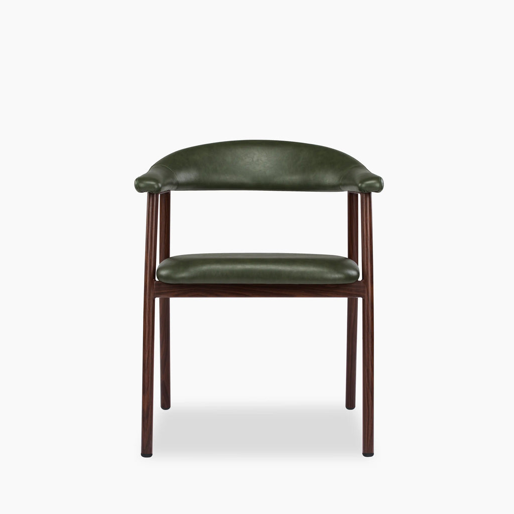 Monroe Carver Dining Chair | Vintage Green Faux Leather & Walnut