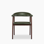 Monroe Carver Dining Chair | Vintage Green Faux Leather & Walnut