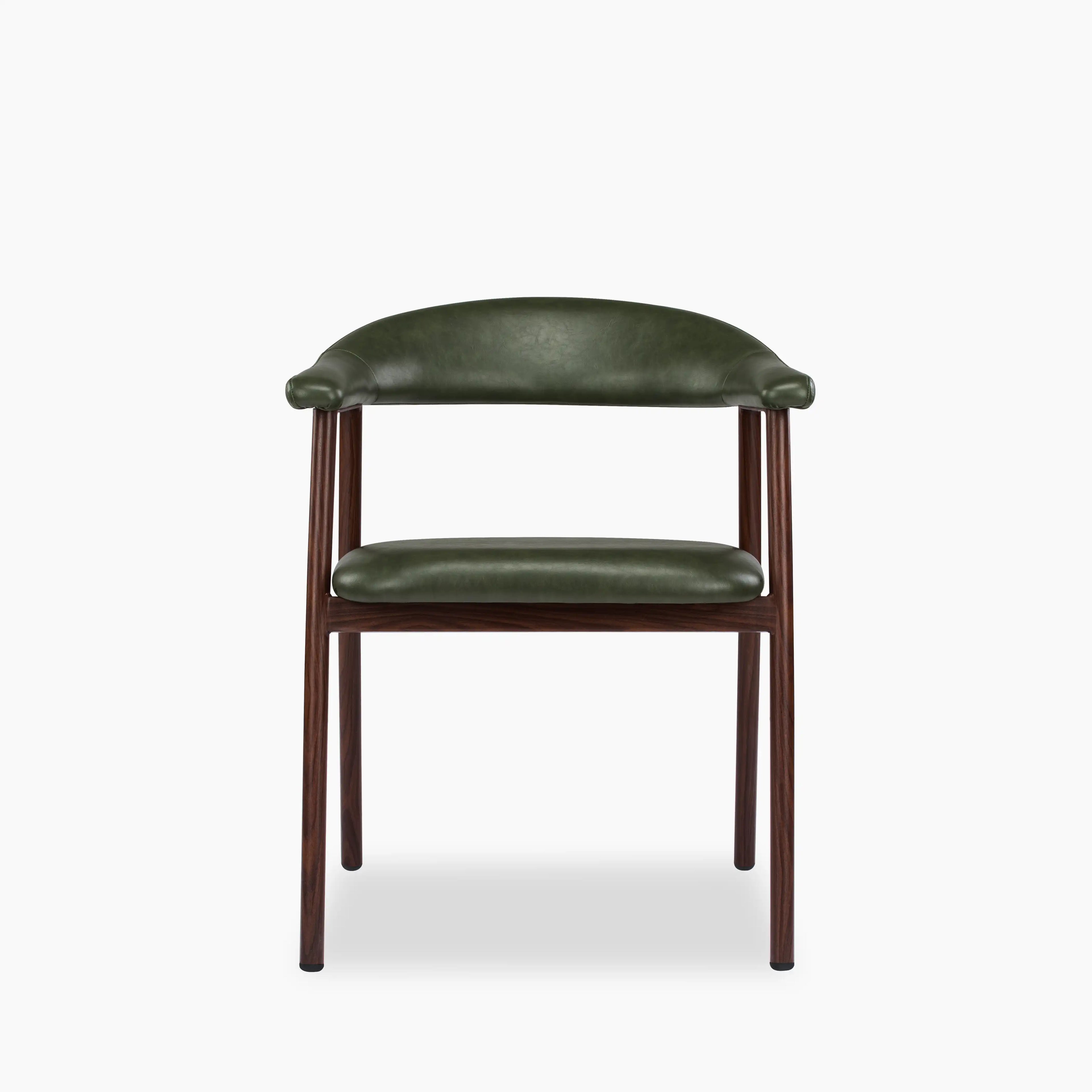 Monroe Carver Dining Chair | Vintage Green Faux Leather & Walnut