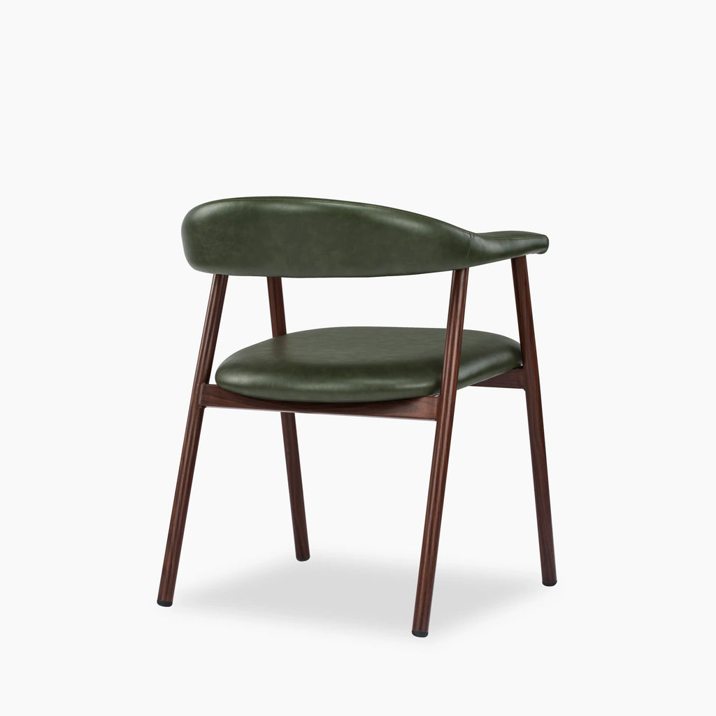 Monroe Carver Dining Chair | Vintage Green Faux Leather & Walnut