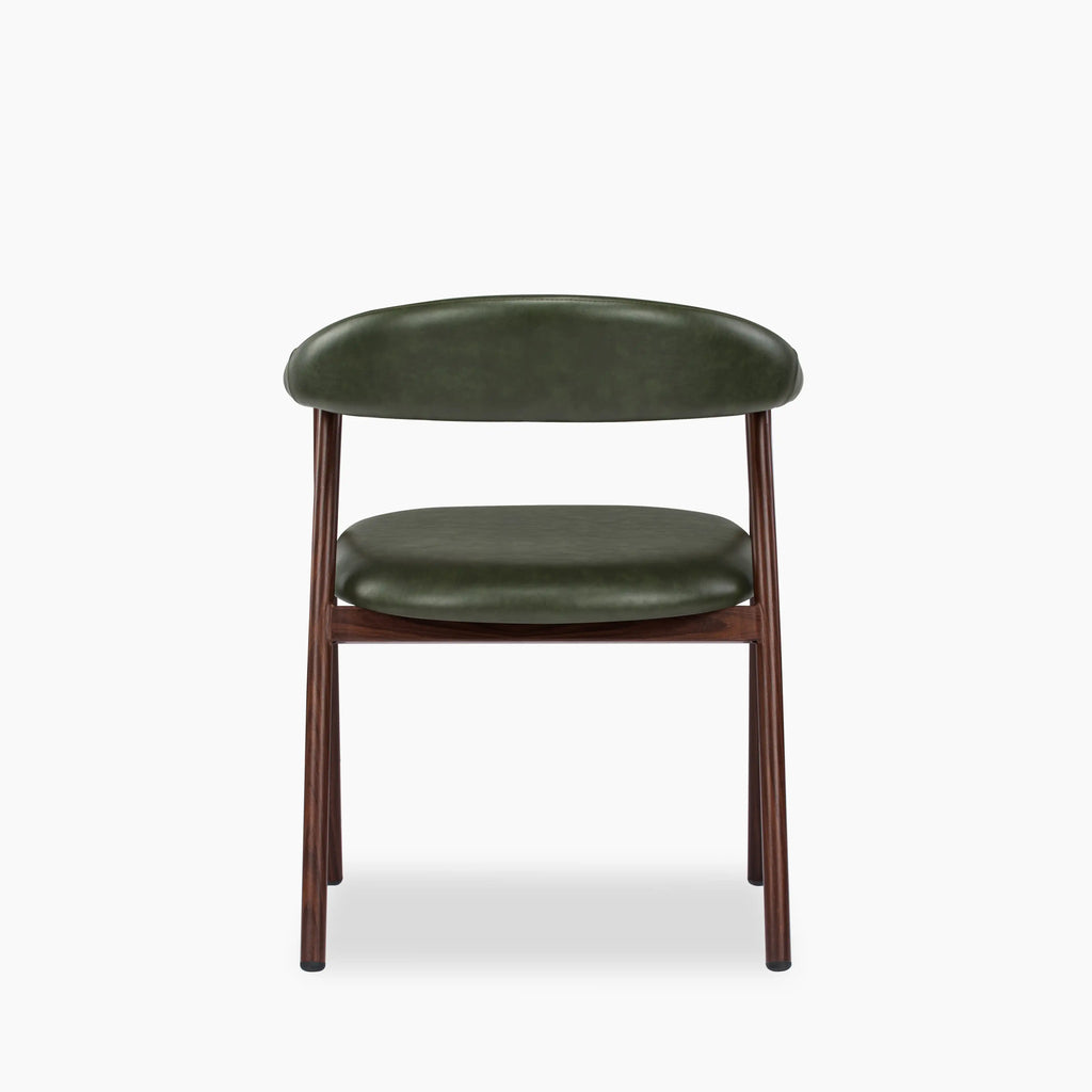Monroe Carver Dining Chair | Vintage Green Faux Leather & Walnut