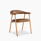 Monroe Carver Dining Chair | Vintage Tan Faux Leather & Oak