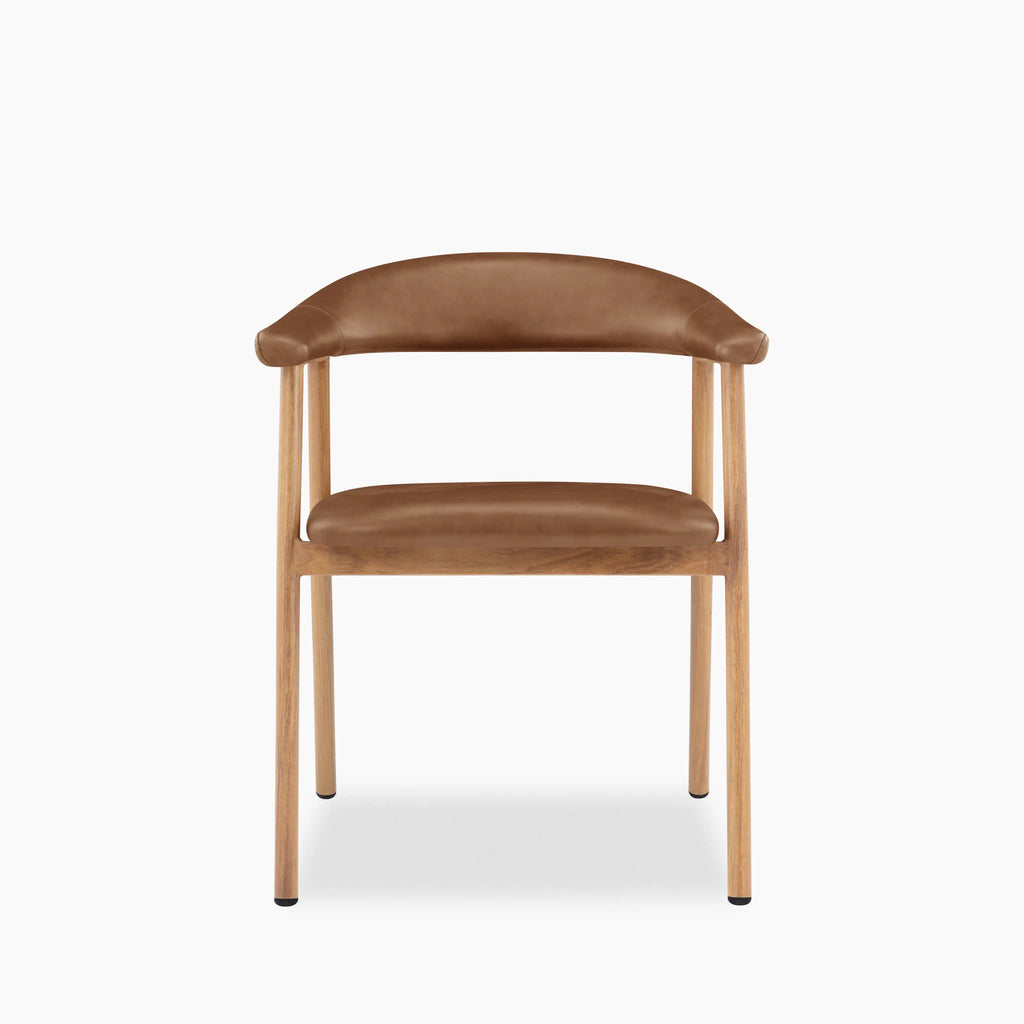 Monroe Carver Dining Chair | Vintage Tan Faux Leather & Oak