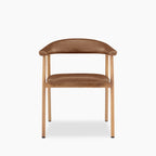 Monroe Carver Dining Chair | Vintage Tan Faux Leather & Oak