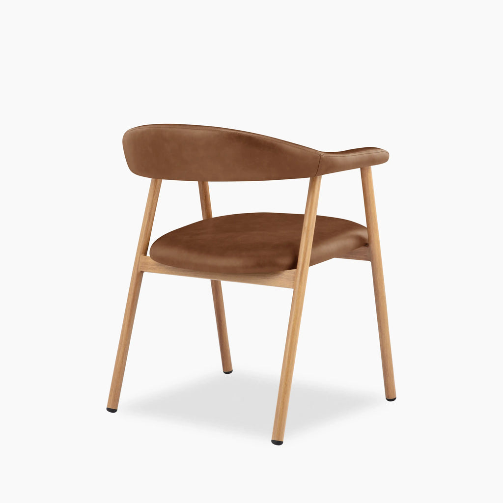 Monroe Carver Dining Chair | Vintage Tan Faux Leather & Oak