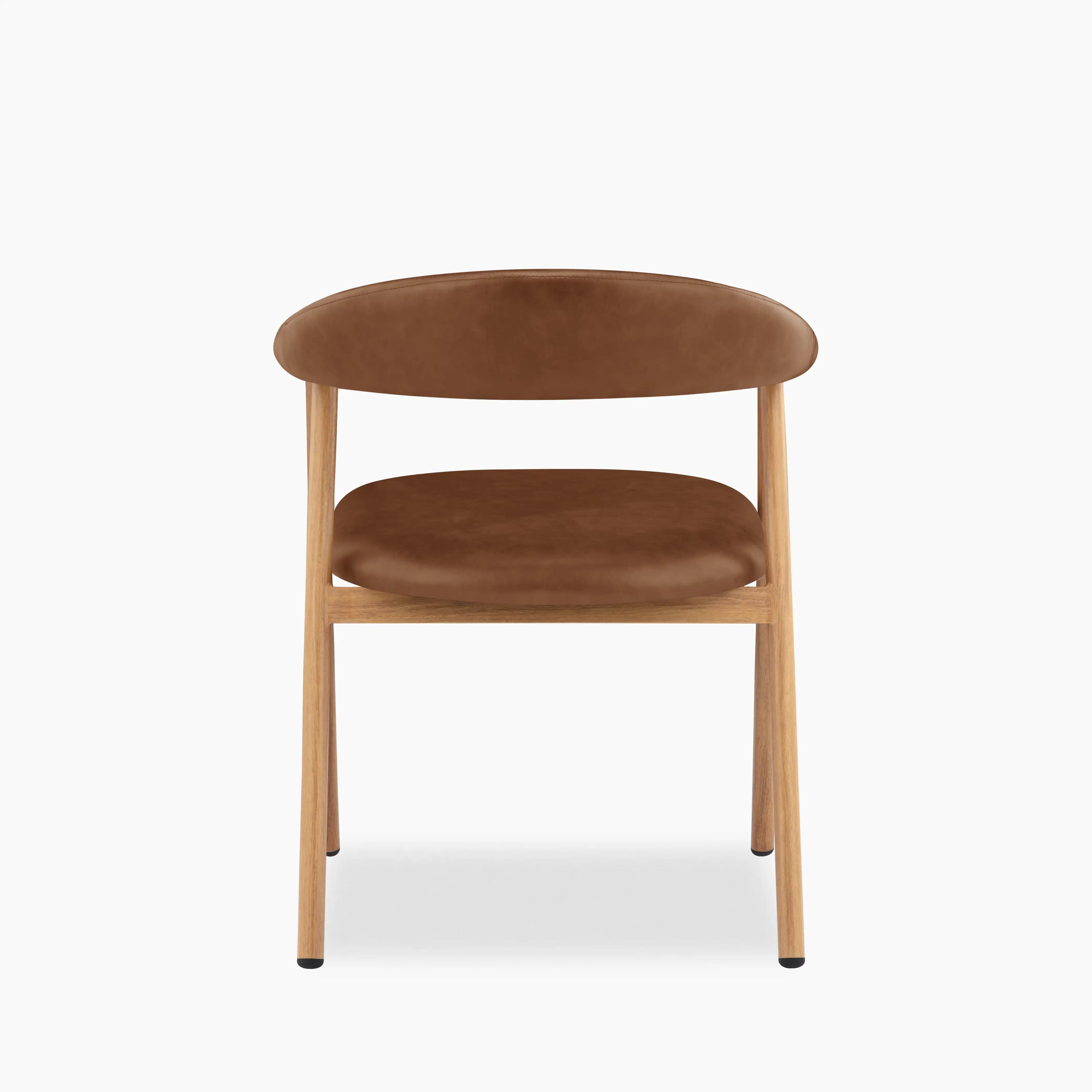 Monroe Carver Dining Chair | Vintage Tan Faux Leather & Oak