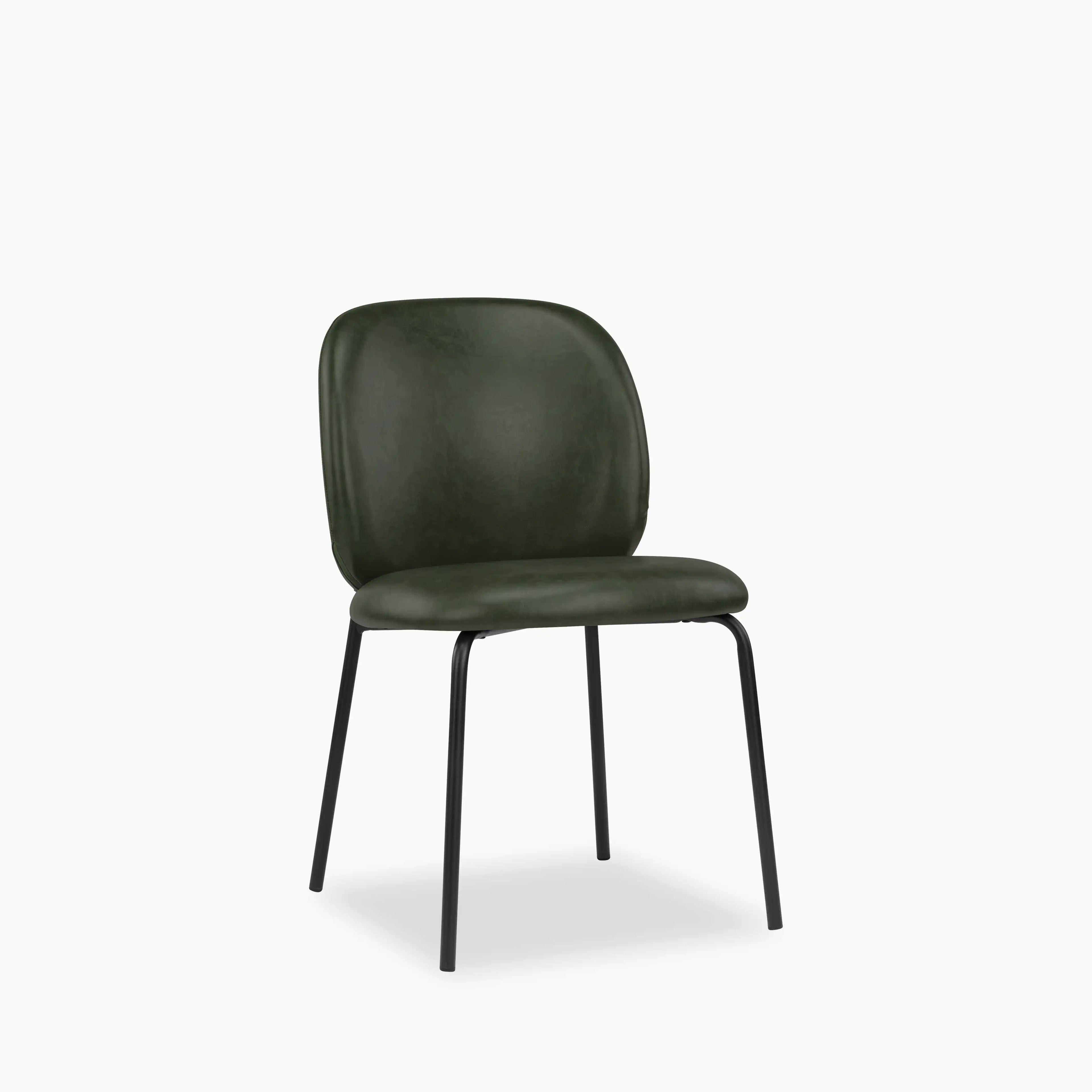 Harlow Dining Chair | Vintage Green Faux Leather & Black