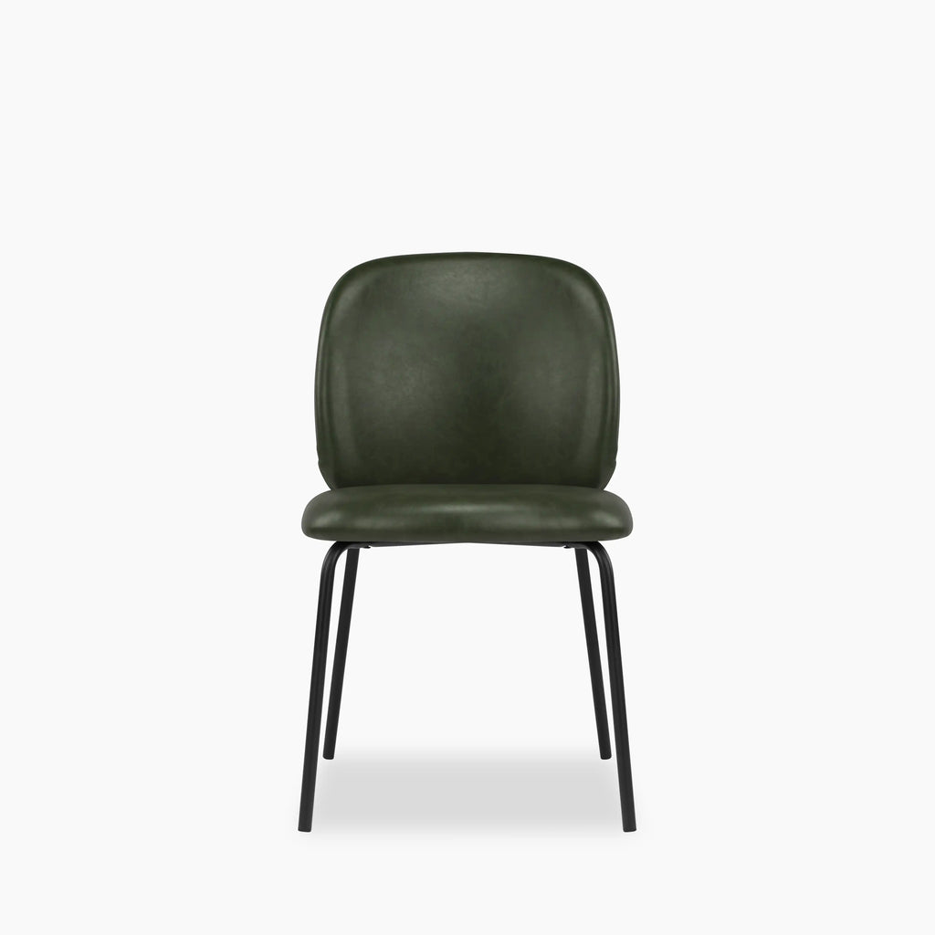 Harlow Dining Chair | Vintage Green Faux Leather & Black