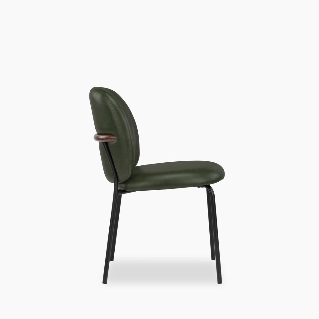 Harlow Dining Chair | Vintage Green Faux Leather & Black