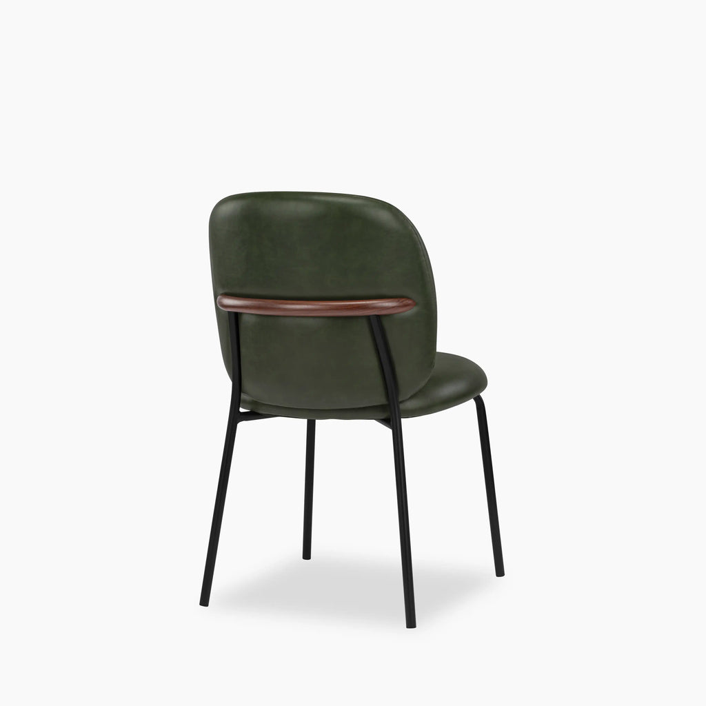 Harlow Dining Chair | Vintage Green Faux Leather & Black