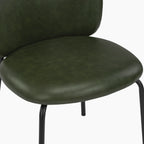 Harlow Dining Chair | Vintage Green Faux Leather & Black