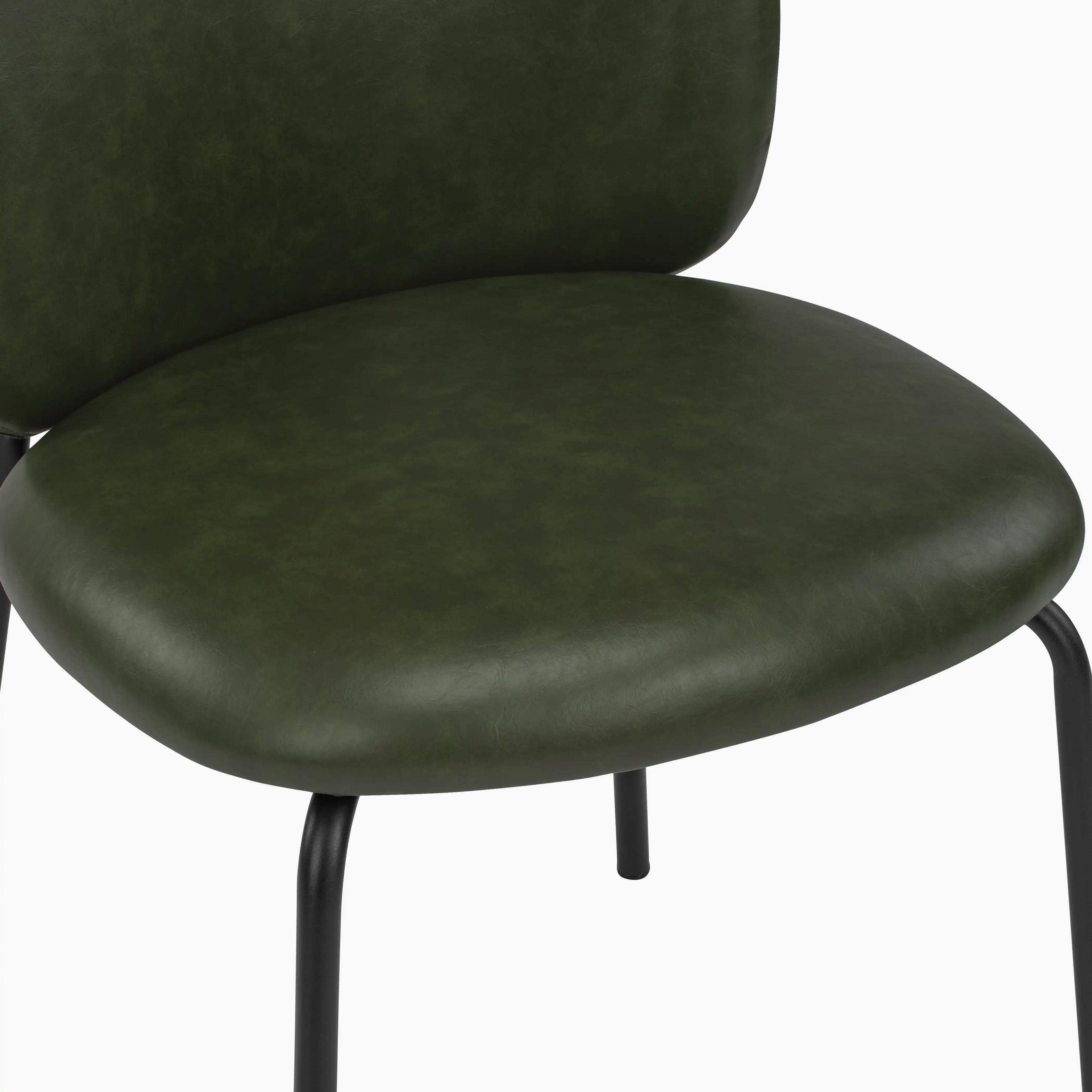 Harlow Dining Chair | Vintage Green Faux Leather & Black