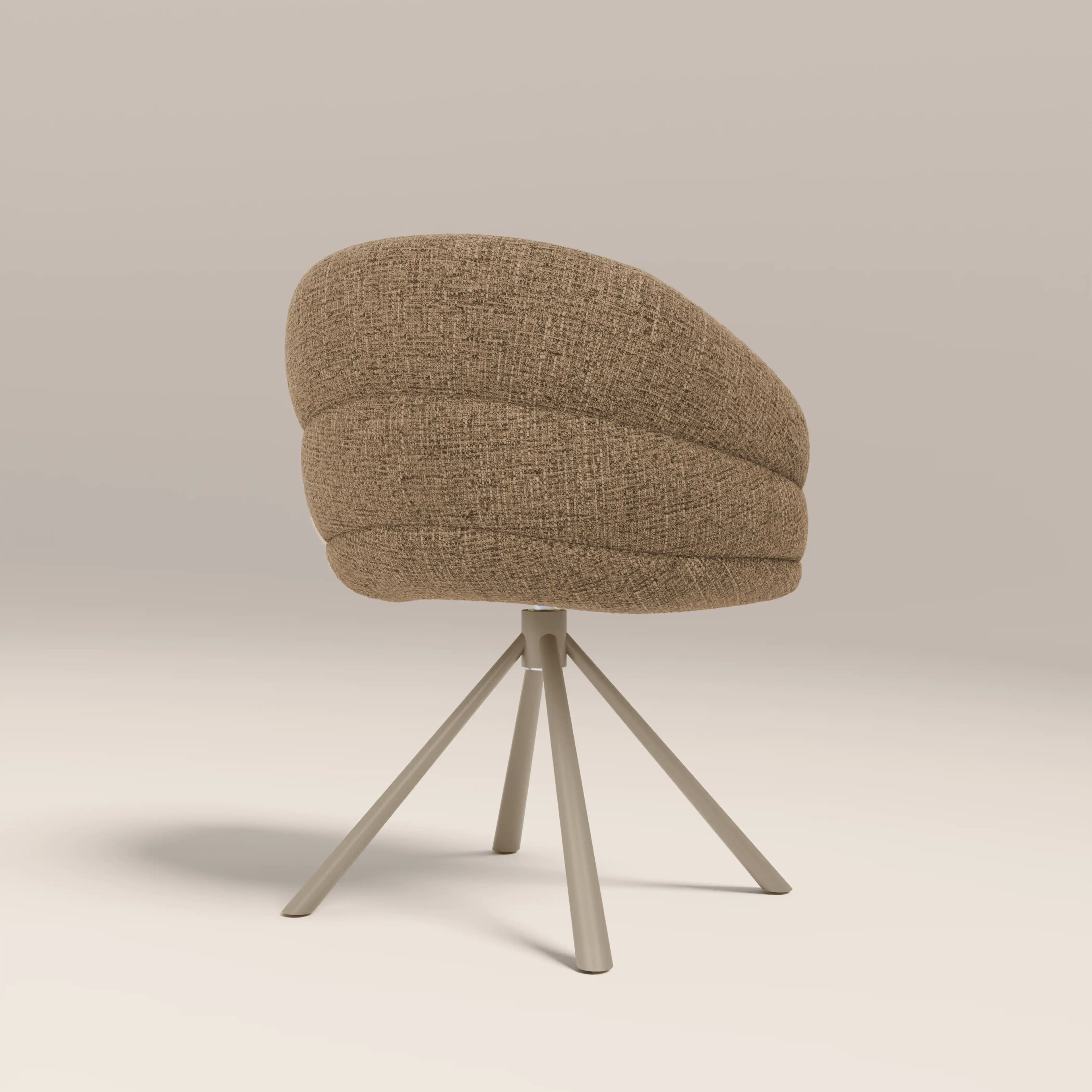 Frankie Swivel Carver Dining Chair | Speckled Cappuccino Boucle & Latte