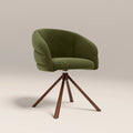 Frankie Swivel Carver Dining Chair | Olive Green Sustainable Velvet & Walnut