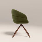 Frankie Swivel Carver Dining Chair | Olive Green Sustainable Velvet & Walnut