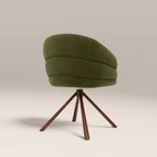 Frankie Swivel Carver Dining Chair | Olive Green Sustainable Velvet & Walnut