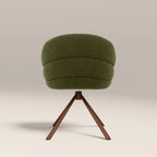 Frankie Swivel Carver Dining Chair | Olive Green Sustainable Velvet & Walnut