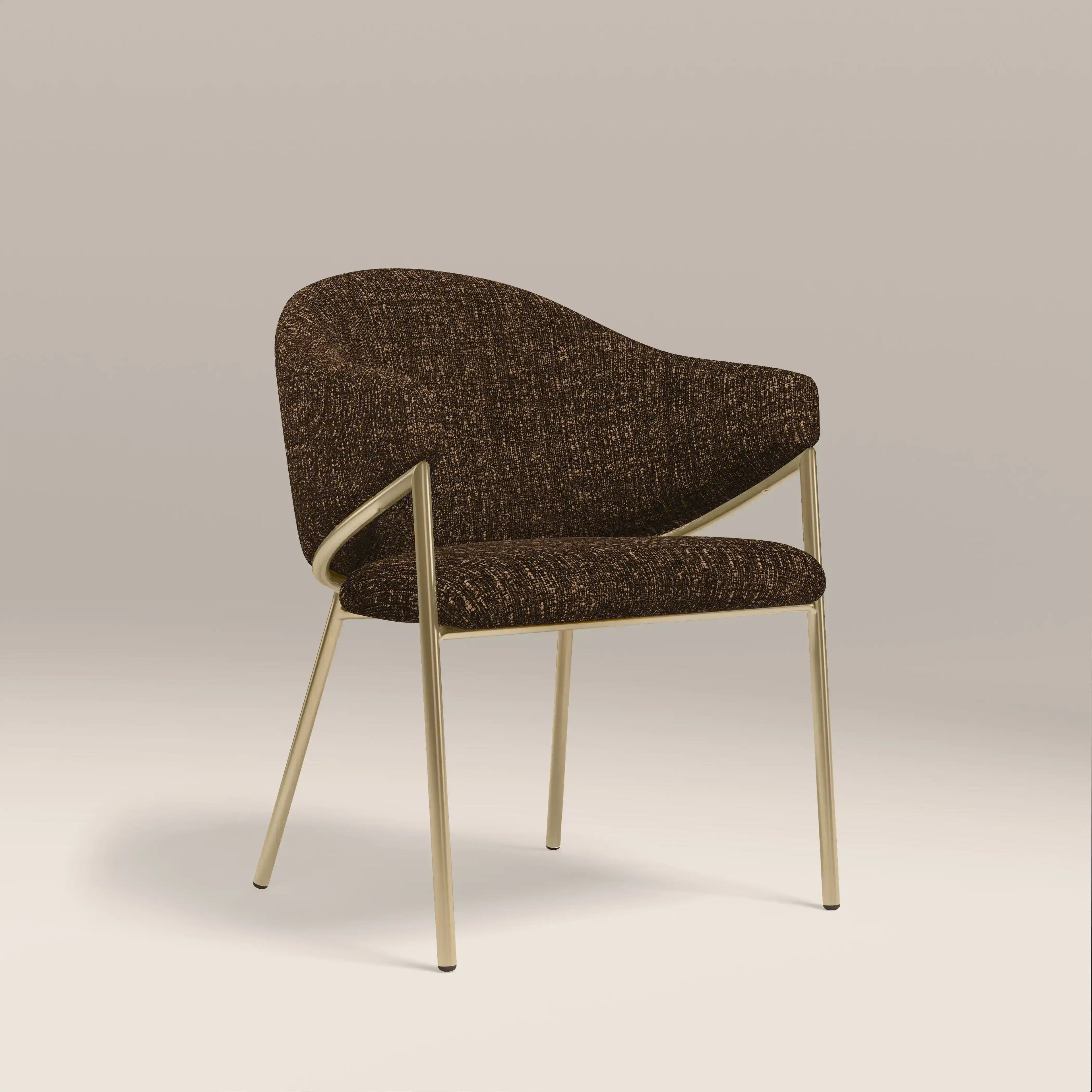 Luca Carver Dining Chair | Speckled Espresso Boucle & Brass