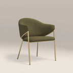 Luca Carver Dining Chair | Moss Green Sustainable Mohair Velvet & Brass