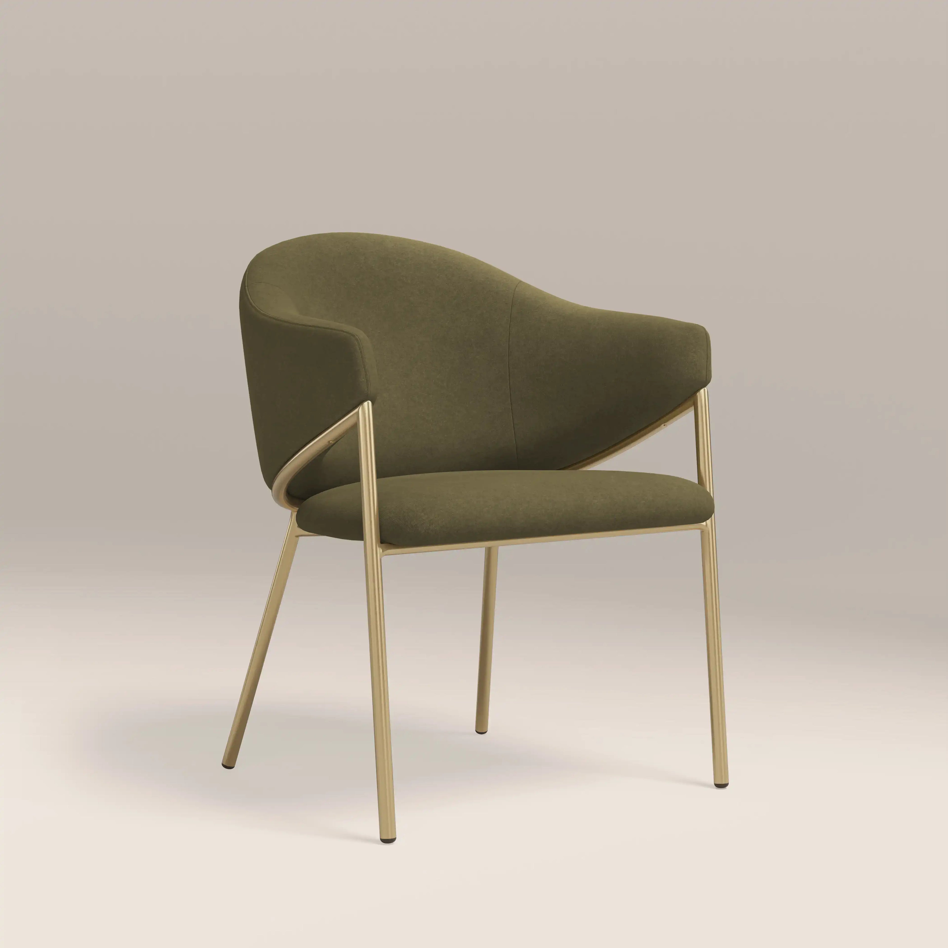 Luca Carver Dining Chair | Moss Green Sustainable Mohair Velvet & Brass