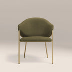 Luca Carver Dining Chair | Moss Green Sustainable Mohair Velvet & Brass