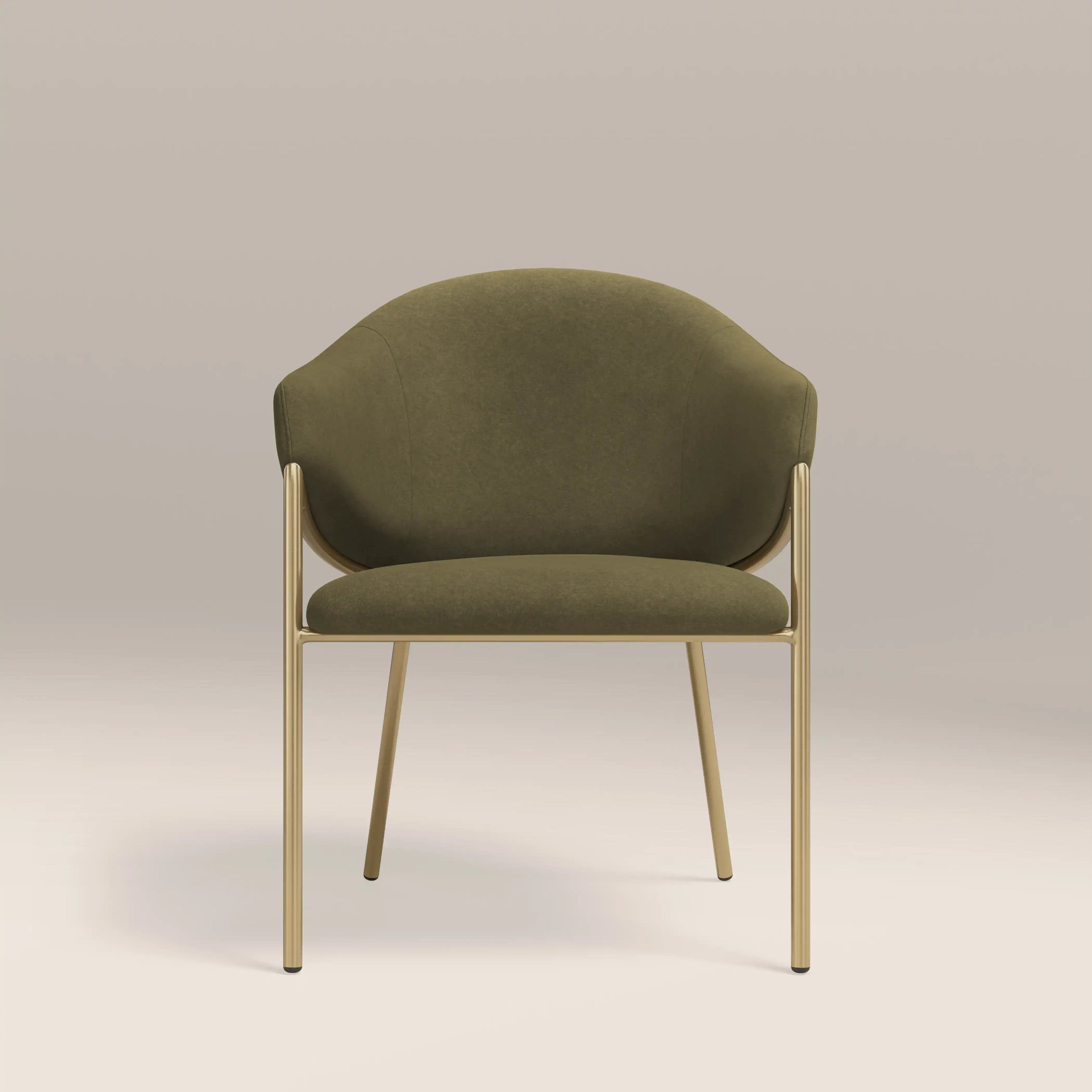 Luca Carver Dining Chair | Moss Green Sustainable Mohair Velvet & Brass