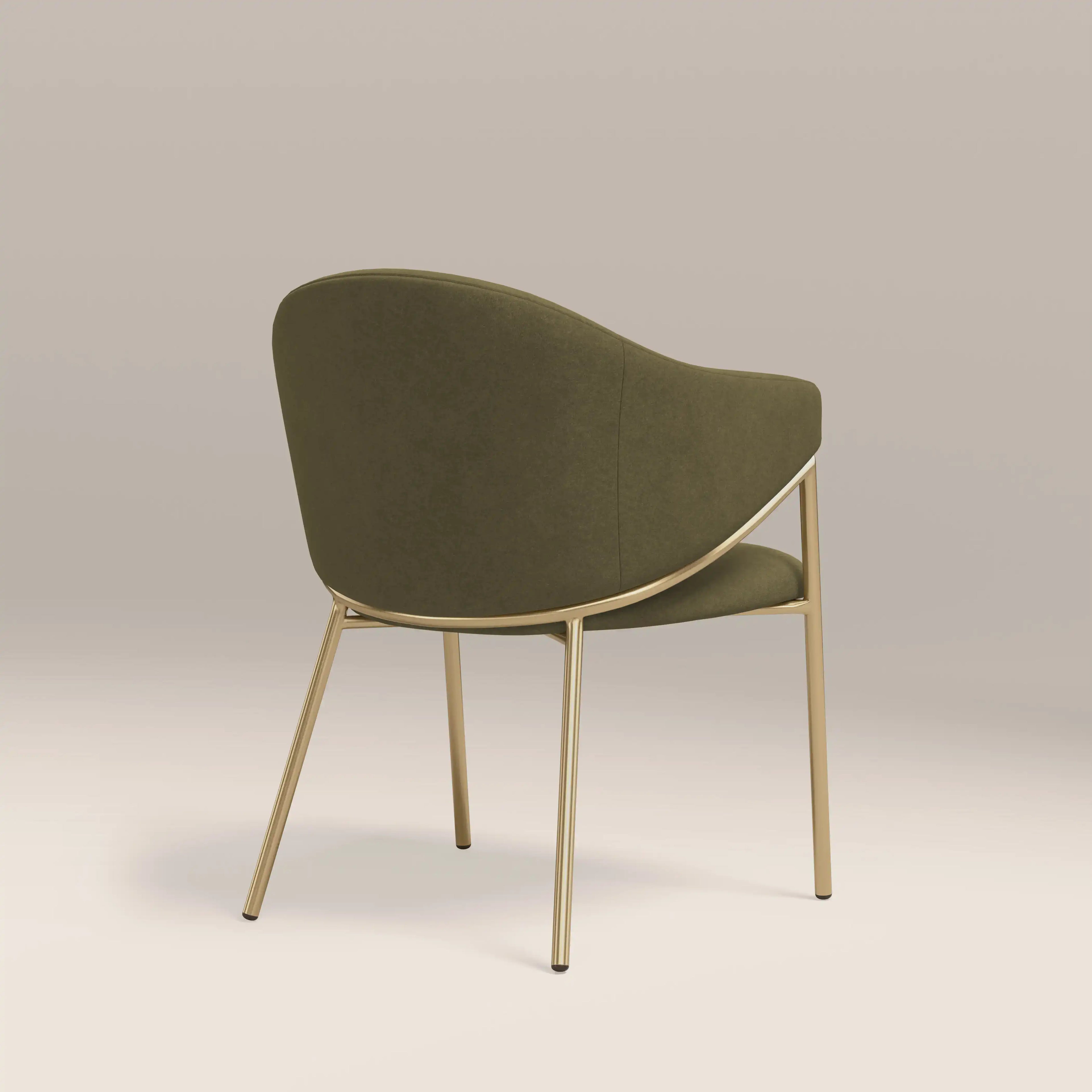 Luca Carver Dining Chair | Moss Green Sustainable Mohair Velvet & Brass